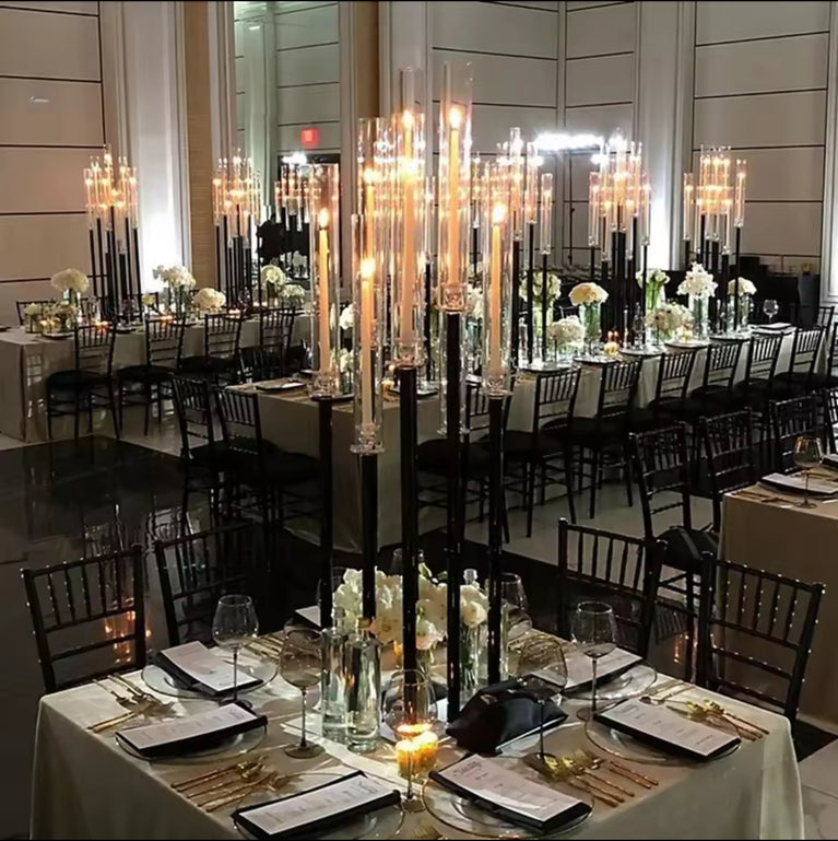 9-Arm Black Candle Holder for Rent