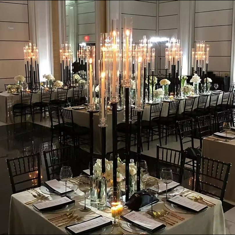 9-Arm Black Candle Holder for Rent