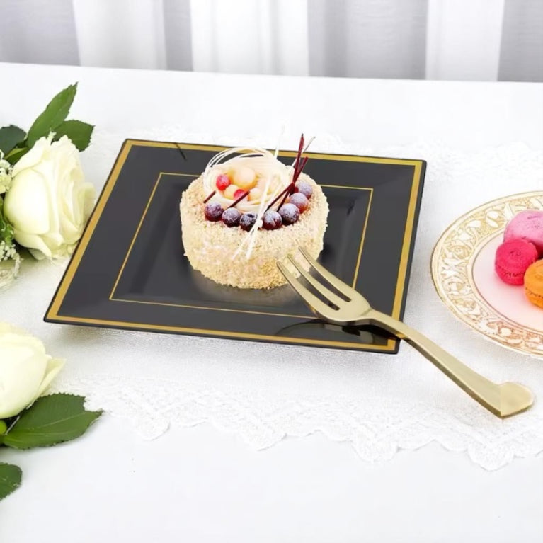 Bliq Square Disposable Plastic Dinning and Dessert Plates 60-Pack