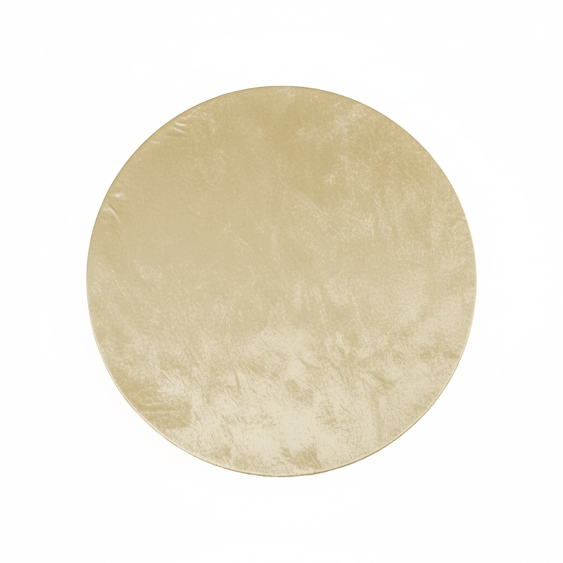 Round champagne velvet tablecloth  on a white background