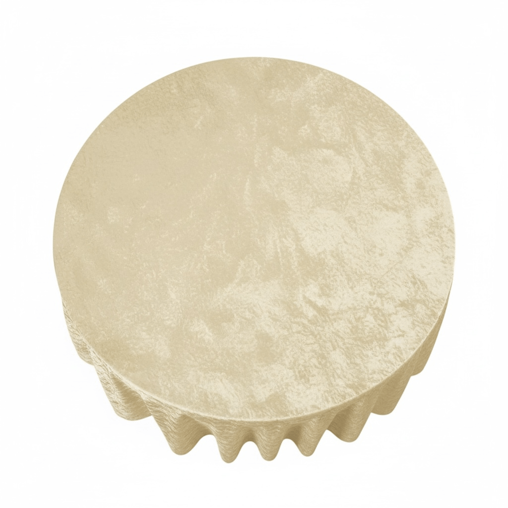 Champagne velvet tablecloth on a white background