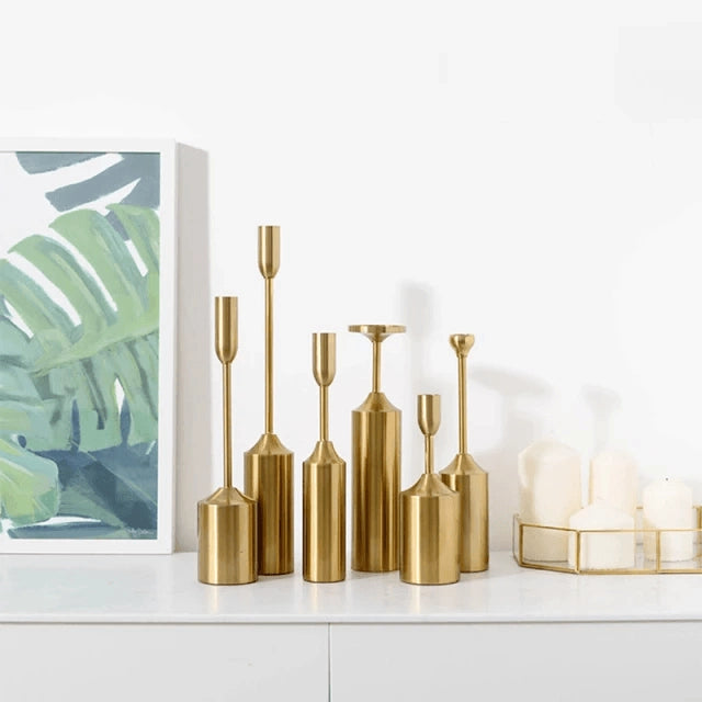 Chrome Metal Candle Holder Table Centerpieces