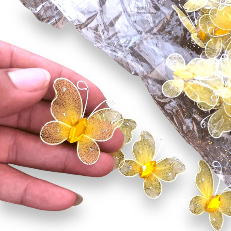 Colorful 3D Mesh Butterfly Craft Decor 21-Pack