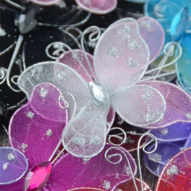 Colorful 3D Mesh Butterfly Craft Decor 21-Pack
