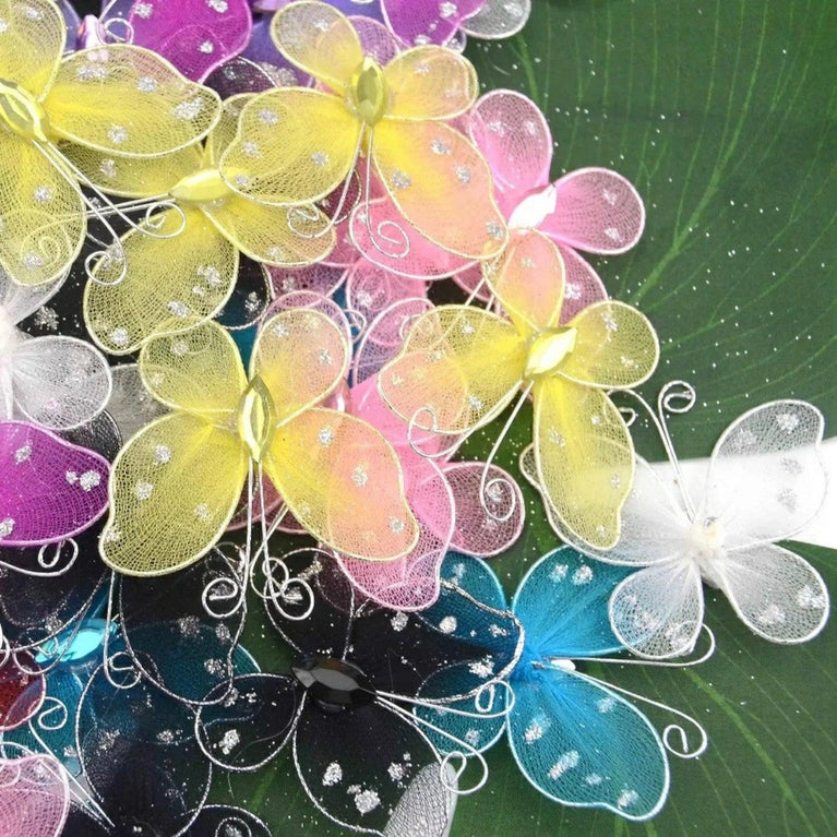 Colorful 3D Mesh Butterfly Craft Decor 21-Pack