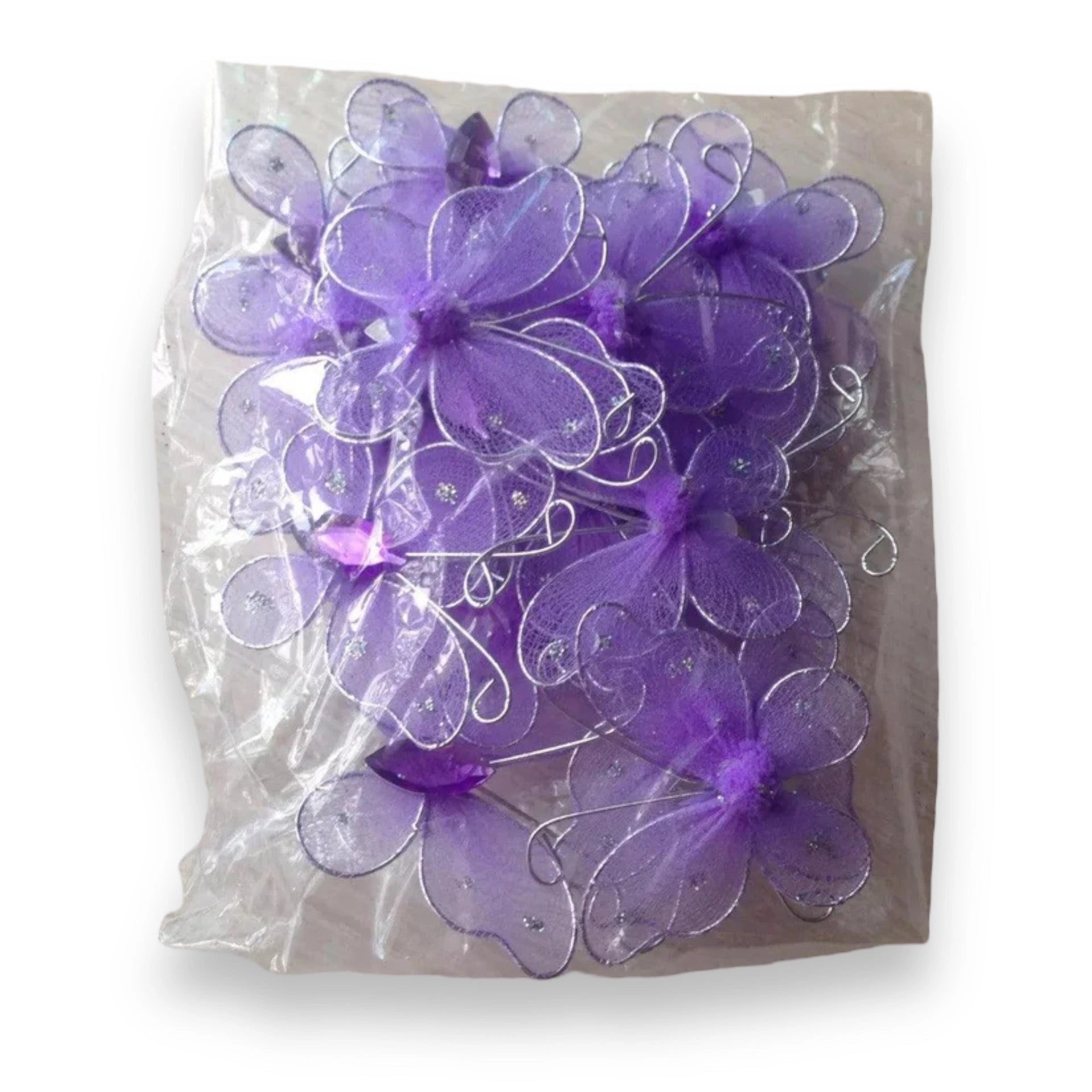 Colorful 3D Mesh Butterfly Craft Decor 21-Pack