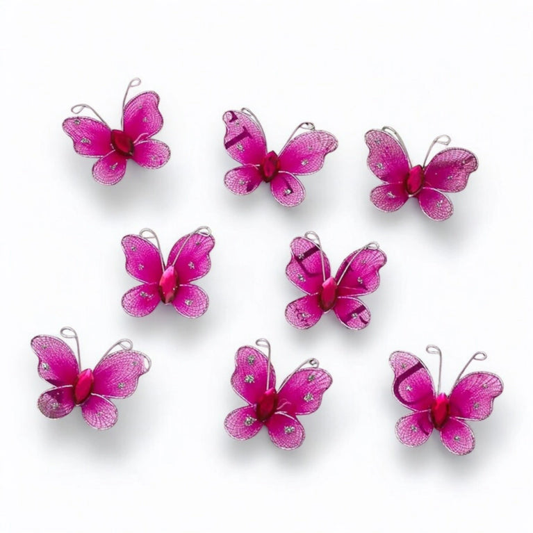 Colorful 3D Mesh Butterfly Craft Decor 21-Pack