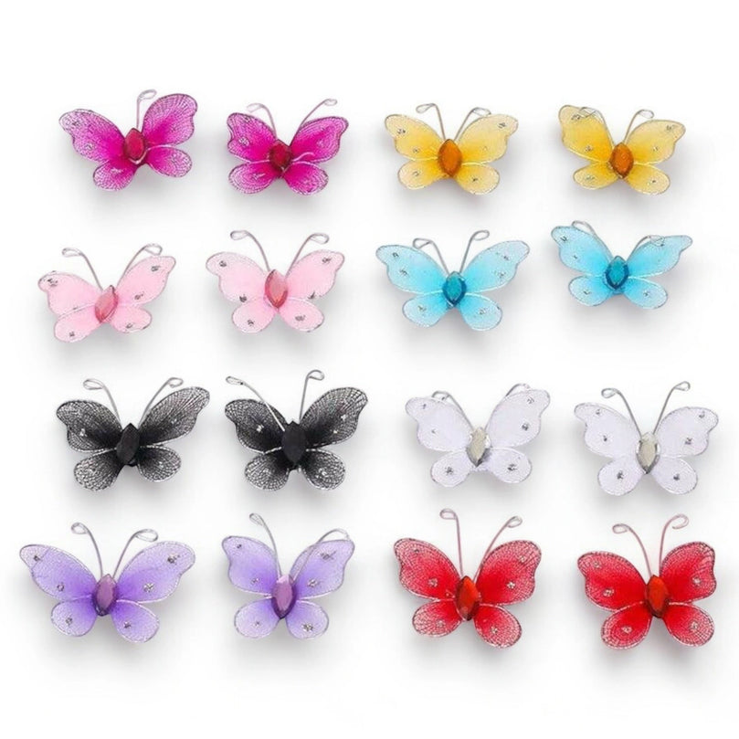 Colorful 3D Mesh Butterfly Craft Decor 21-Pack
