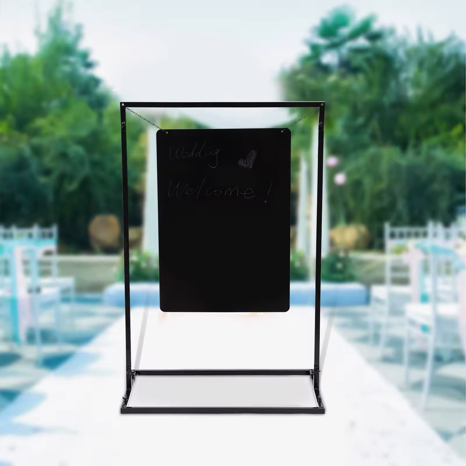 Custom Wedding Party Sign - Black Metal Welcome Display