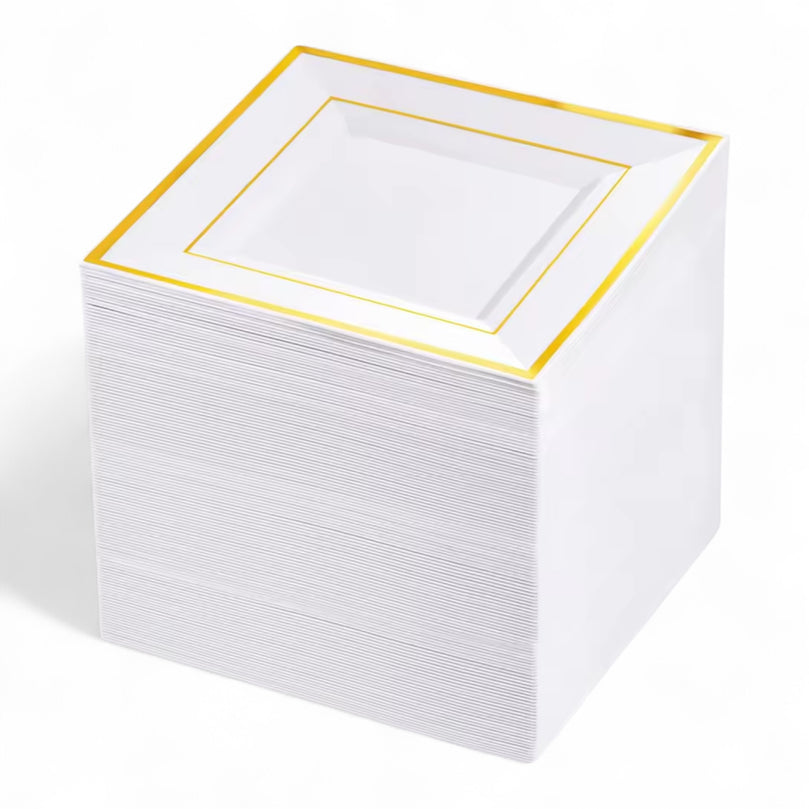 Bliq Square Disposable Dessert Plastic 6 Inch Plates 100-Pack