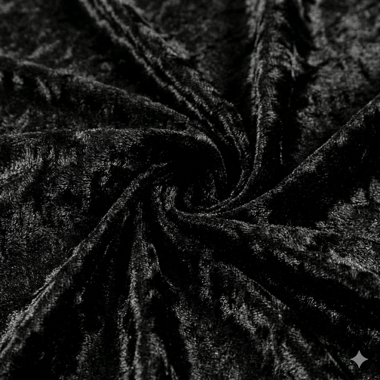 Close-up of black velvet textured fabric