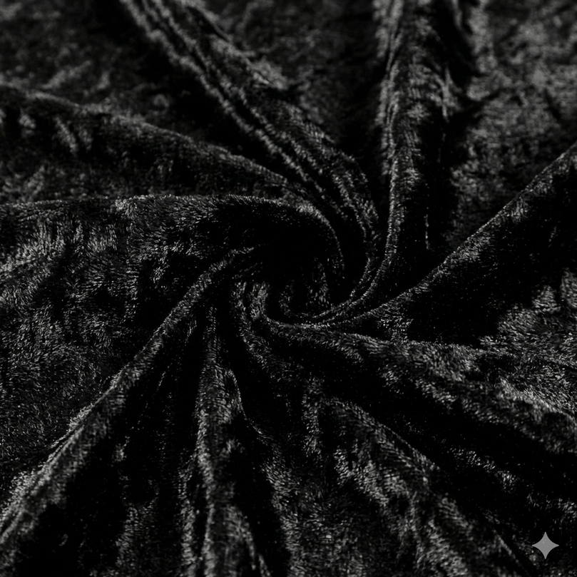 Close-up of black velvet textured fabric