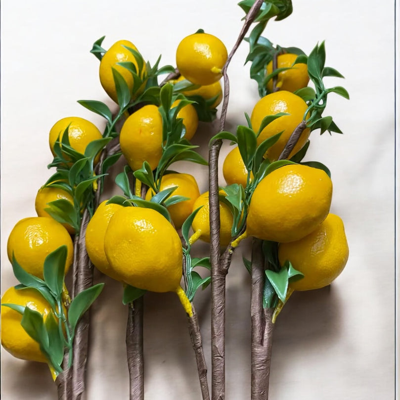 Faux Lemon Branch - Lifelike Imitation Plant Stem For Decor