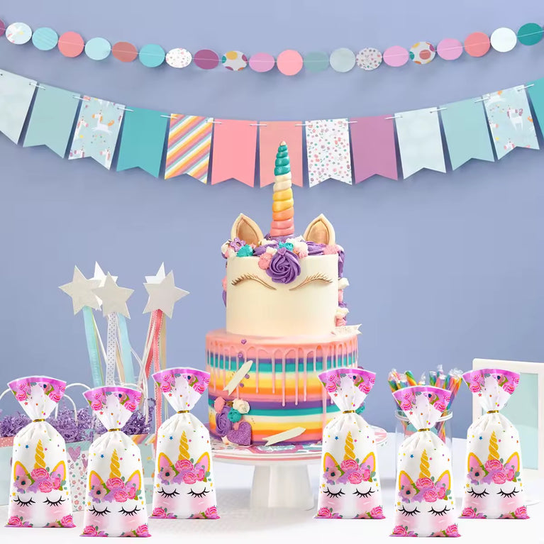 Unicorn Party Favor Bags - Kids Birthday Treat Bags 10-Pack