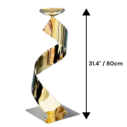 Spiral Gold Wedding Dining Centerpiece showing dimensions of 80cm