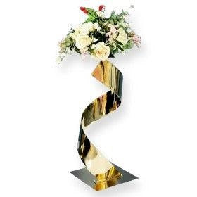 Spiral Gold Wedding Dining Centerpiece with greenery flower arrangement
