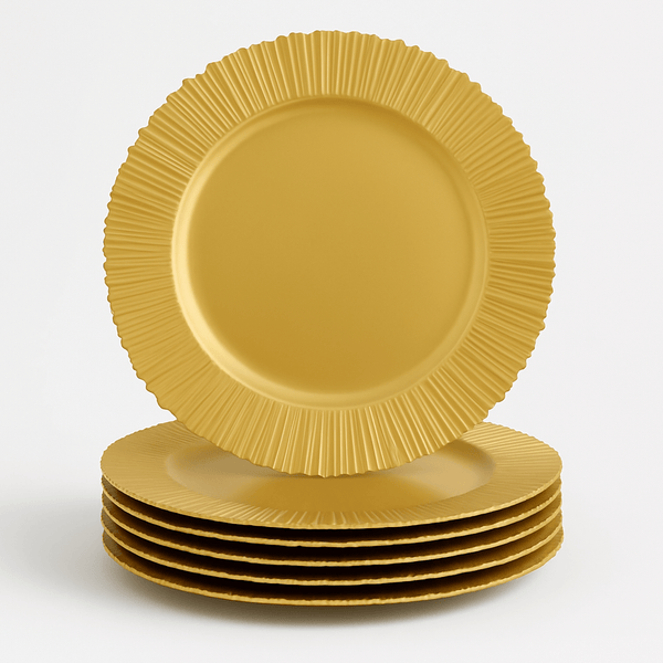 FLARE Gold Charger Plates 6-Pack | 13 Inch Dinnerware Set