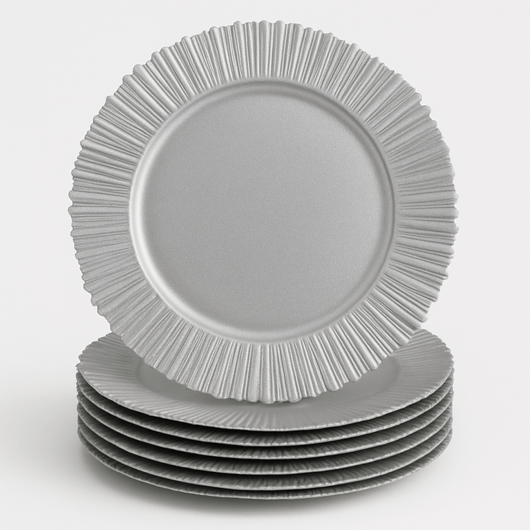 FLARE Silver Charger Plates 6-Pack