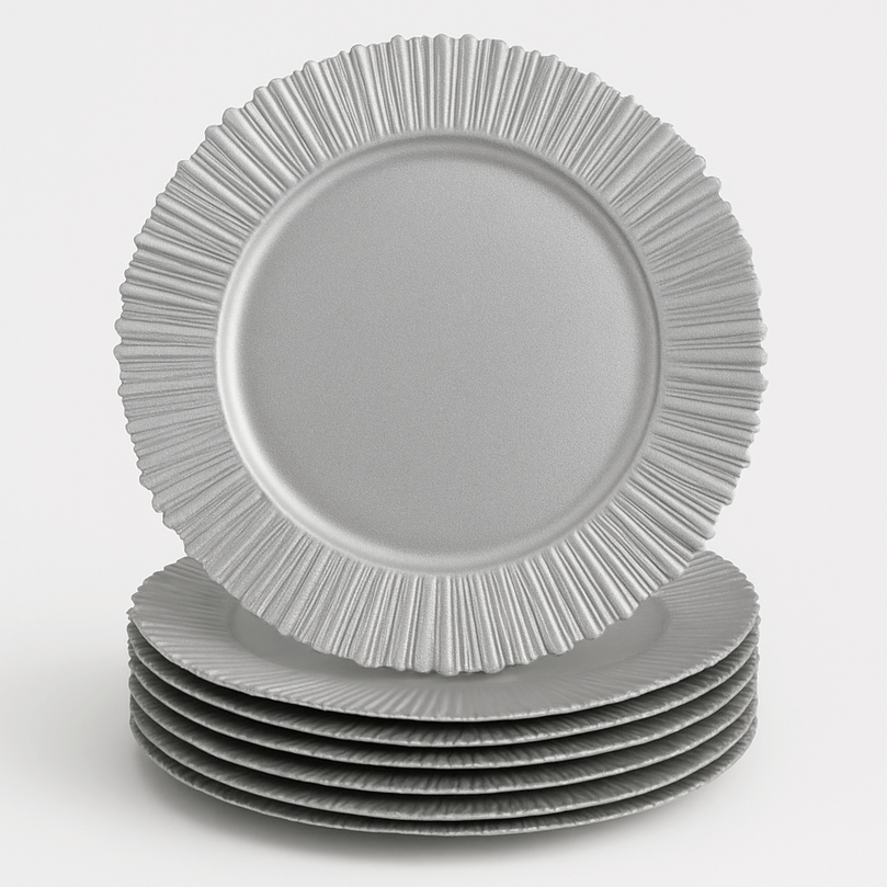 FLARE Silver Charger Plates 6-Pack