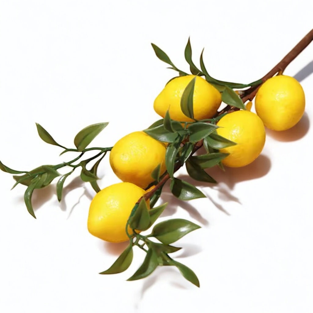Faux Lemon Branch - Lifelike Imitation Plant Stem For Decor