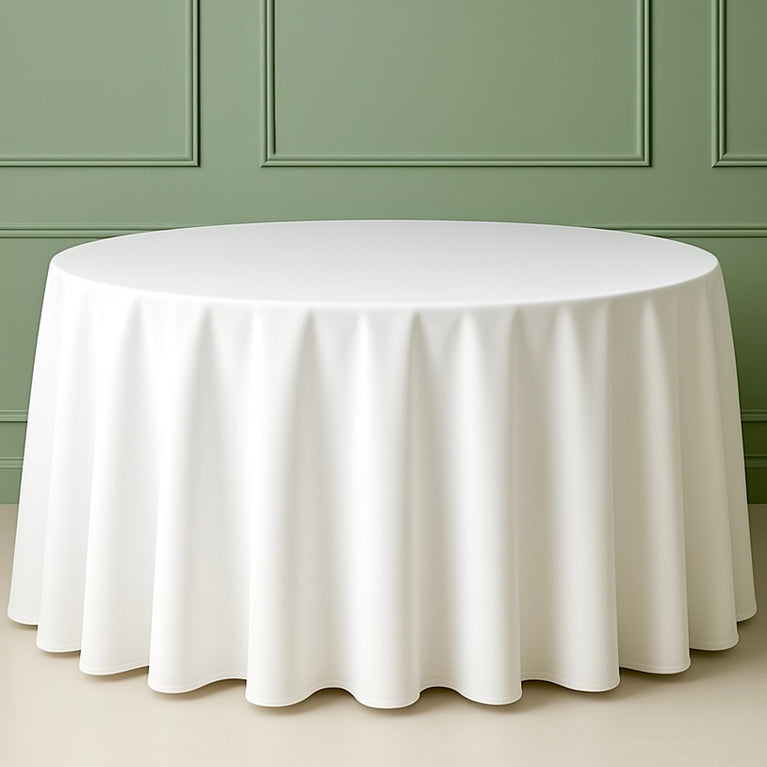 Round Tablecloth 120" Polyester White for Rent