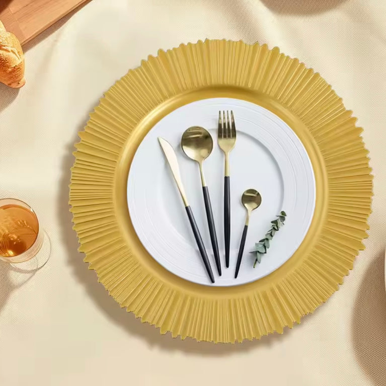FLARE Gold Charger Plates 6-Pack | 13 Inch Dinnerware Set