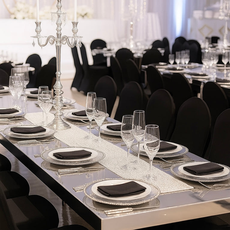 Black Dining Chair Cover - Wedding Banquet Arched Slipcover