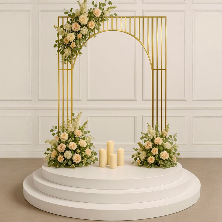 Arched Shiny Gold Tubed Wedding Backdrop Stands