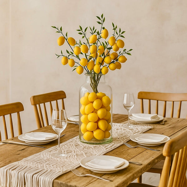 Faux Lemon Branch - Lifelike Imitation Plant Stem For Decor