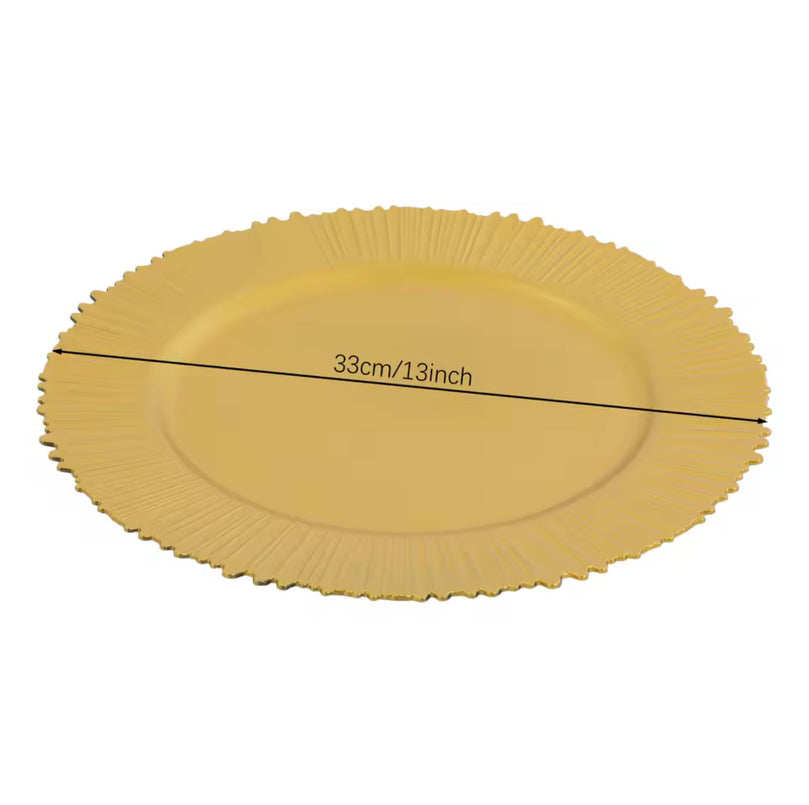 FLARE Gold Charger Plates 6-Pack | 13 Inch Dinnerware Set