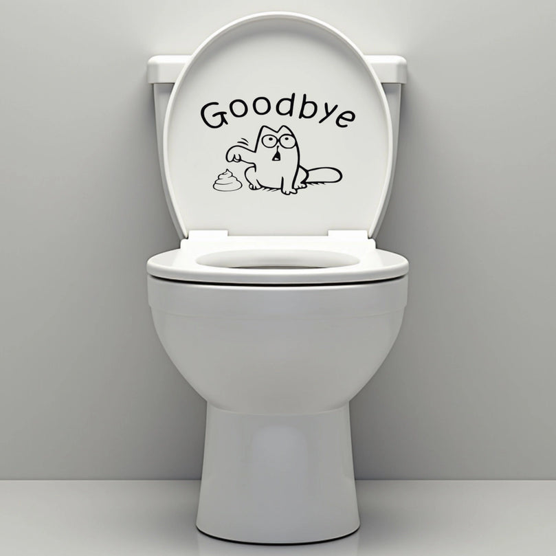 Funny Bathroom Vinyl Decal: Toilet Decor Sticker