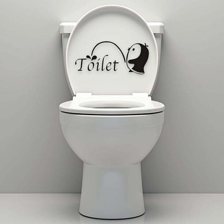 Funny Bathroom Vinyl Decal: Toilet Decor Sticker