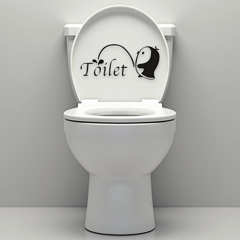 Funny Bathroom Vinyl Decal: Toilet Decor Sticker