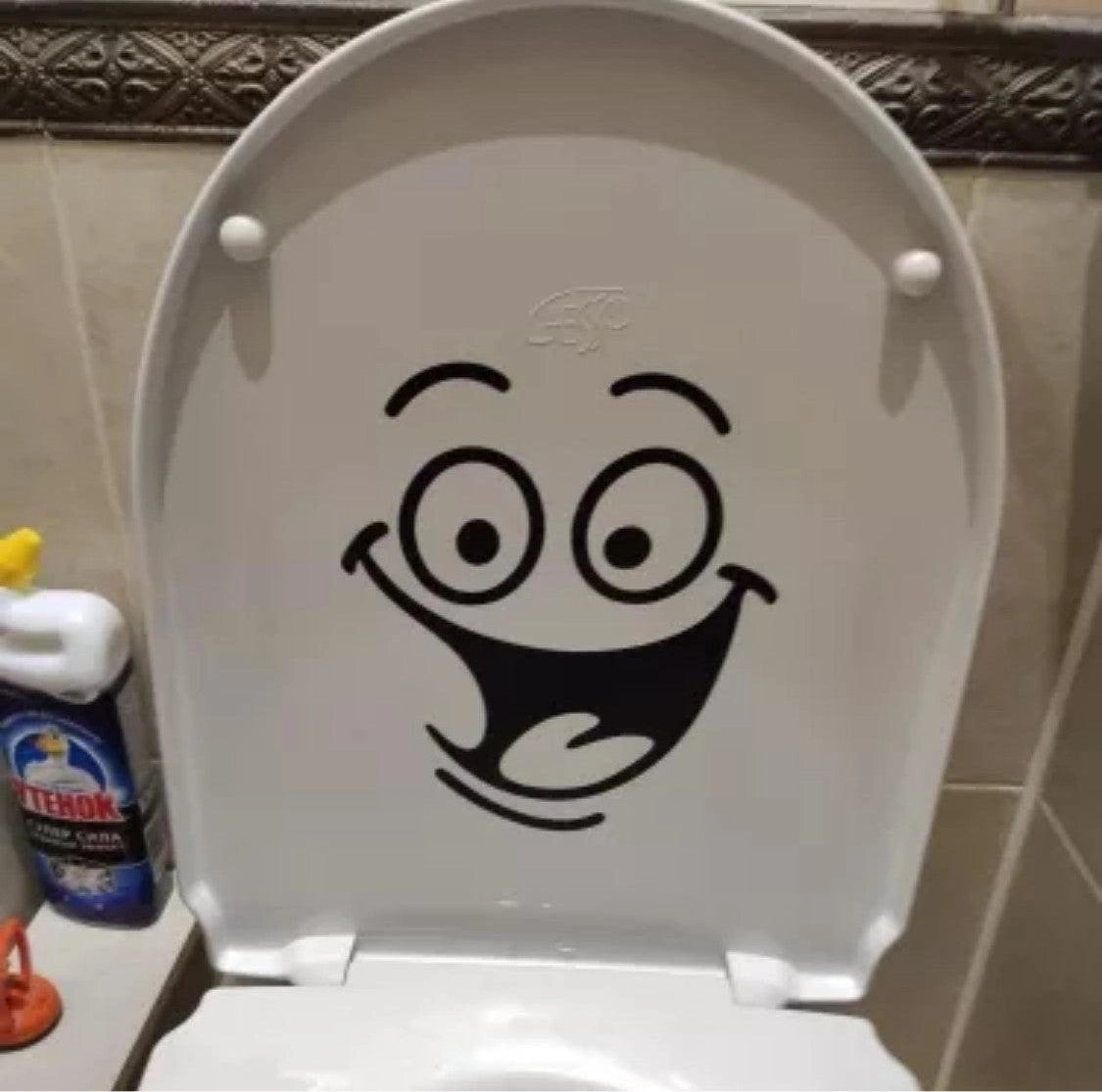 Funny Bathroom Vinyl Decal: Toilet Decor Sticker
