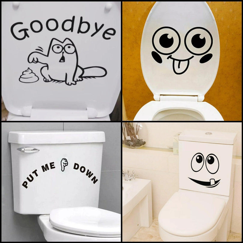Funny Bathroom Vinyl Decal: Toilet Decor Sticker