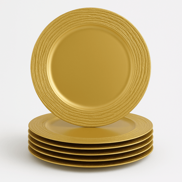 GRAIN Gold Charger Plates 6-Pack | 13 Inch Decorative Plates