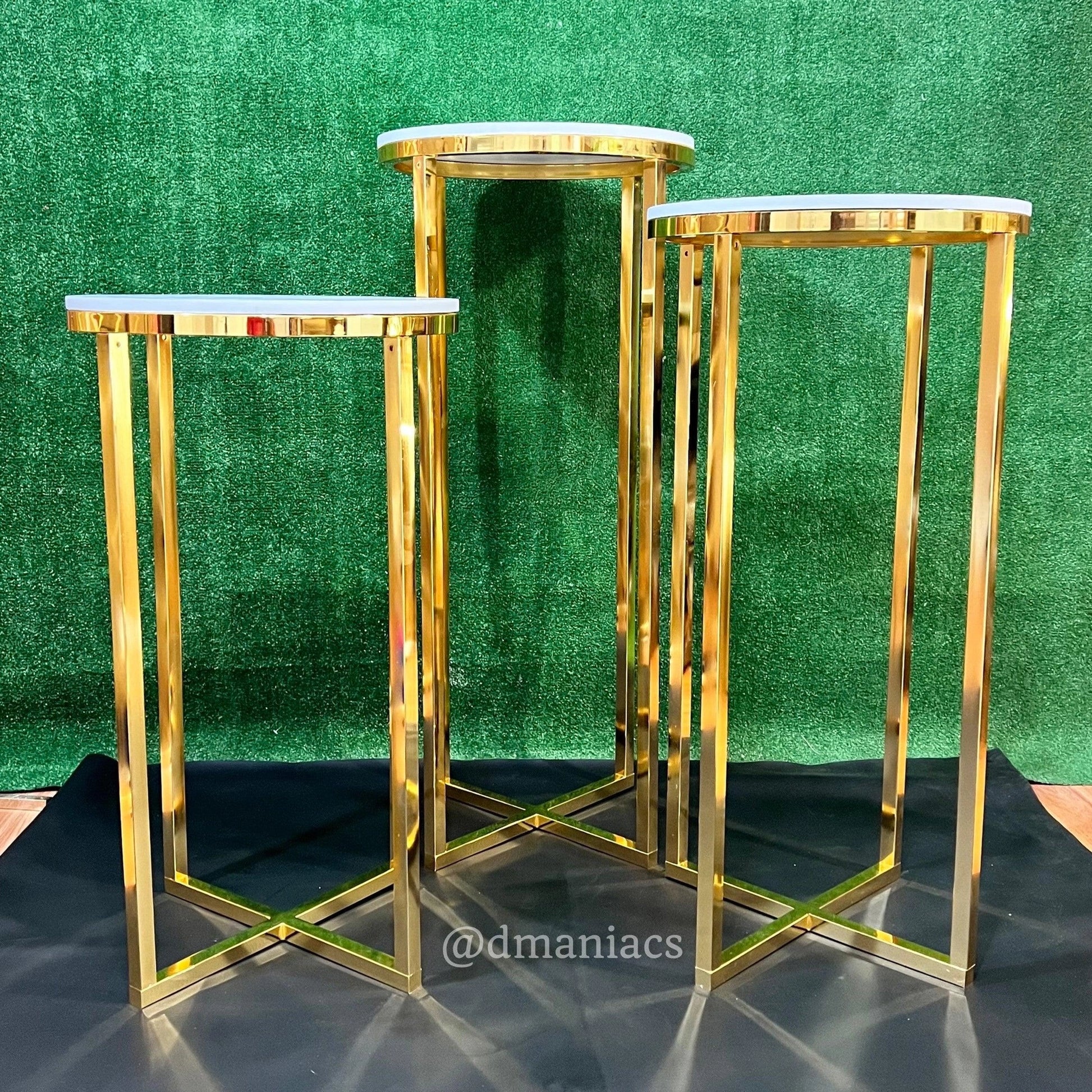 Gold Cross Wedding Cake Pedestals 3-Piece