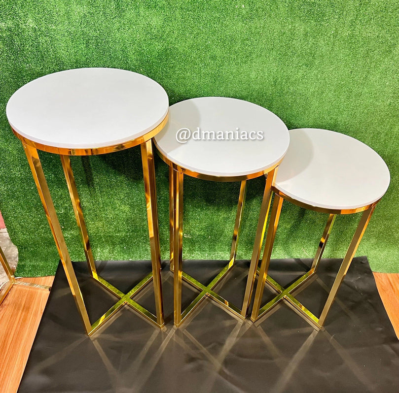 Gold Cross Wedding Cake Pedestals 3-Piece