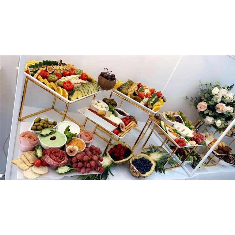 Gold Cube Dessert Table Stands | 5-Piece Cake Display Risers