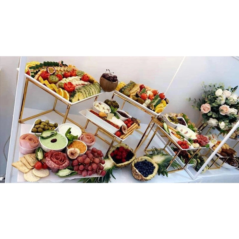 Gold Cube Dessert Table Stands | 5-Piece Cake Display Risers