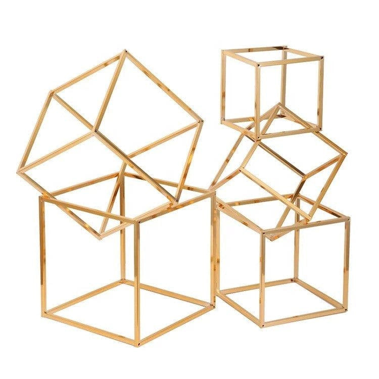 Gold Cube Dessert Table Stands | 5-Piece Cake Display Risers