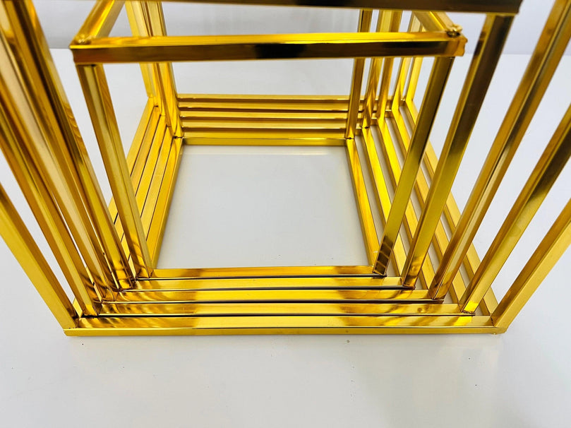Gold Cube Dessert Table Stands | 5-Piece Cake Display Risers