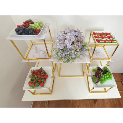 Gold Cube Dessert Table Stands | 5-Piece Cake Display Risers