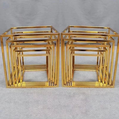 Gold Cube Dessert Table Stands | 5-Piece Cake Display Risers