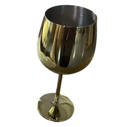 Gold wine glass on a white background