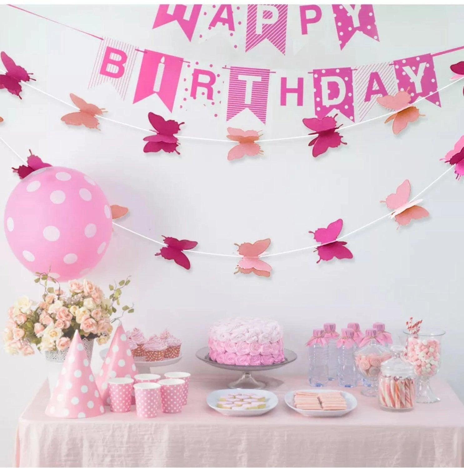 Gradient Color Paper Butterfly Hanging Garland