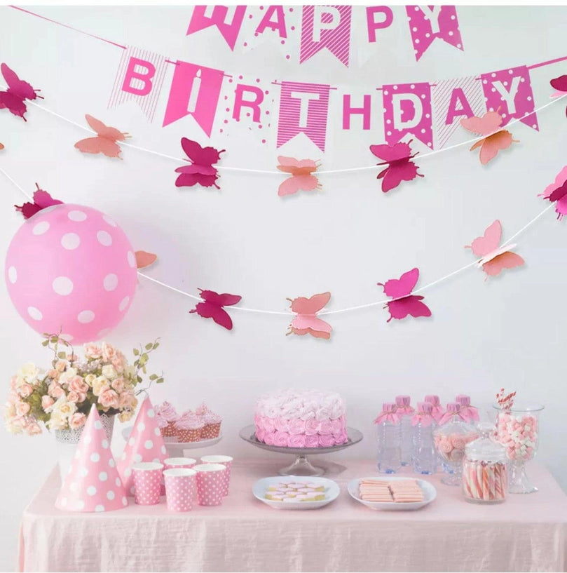 Gradient Color Paper Butterfly Hanging Garland