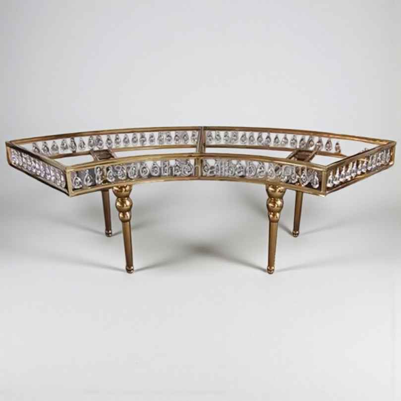 Decorative table with crystal embellishments on a white background