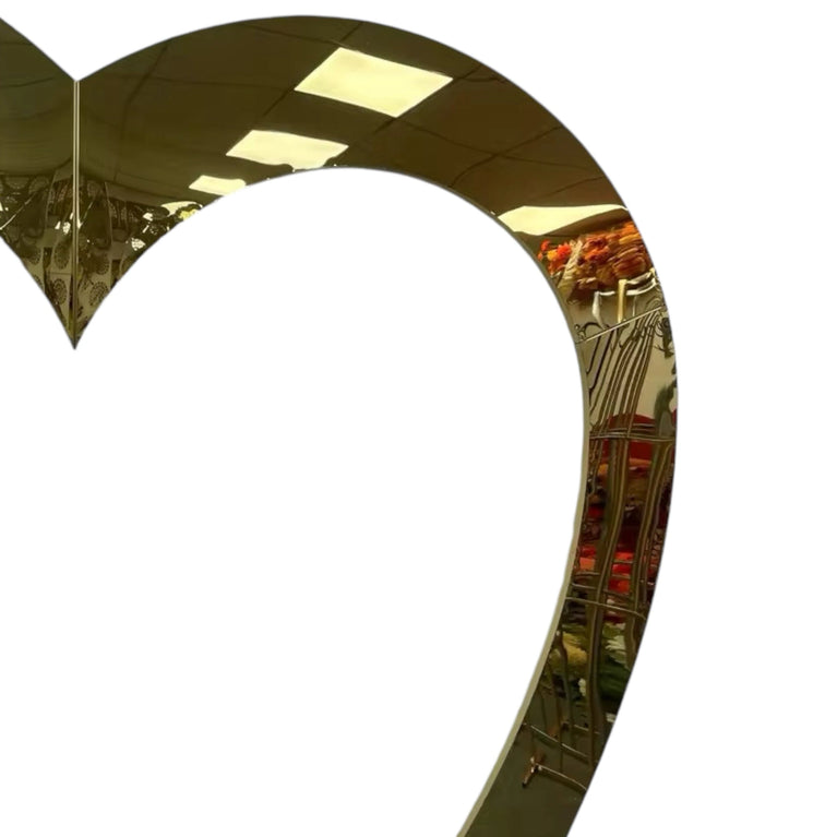 Heart Mirror Gold Wedding Backdrop - Cupid Arch Metal Stand
