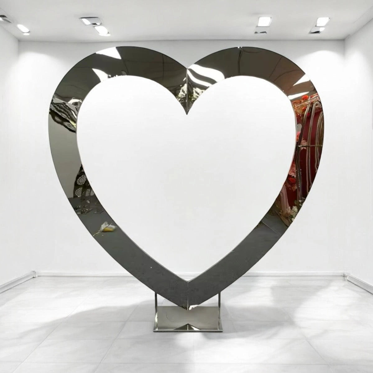 Heart Mirror Gold Wedding Backdrop - Cupid Arch Metal Stand